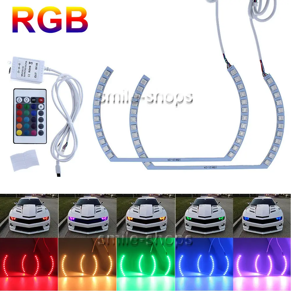 

() Стильные разноцветные светодиодные кольца с ангельским глазом Rgb Для Camaro Challenger Mustang
