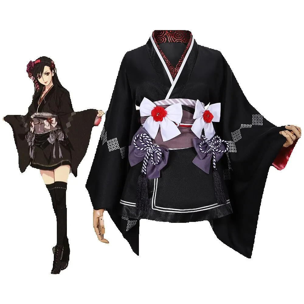 

Платье-кимоно Tifa, финальная фантазия VII, переделка, косплей-костюм Lockhart, наряд для девочек, карнавальные костюмы на Хэллоуин для женщин