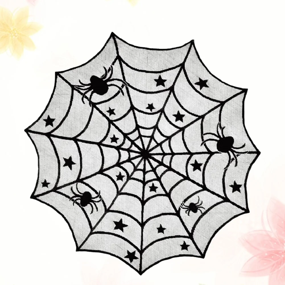 

Spiderweb Tablecloth Fireplace Mantle Table Runner Round Table Cover Topper for Home Party Decor