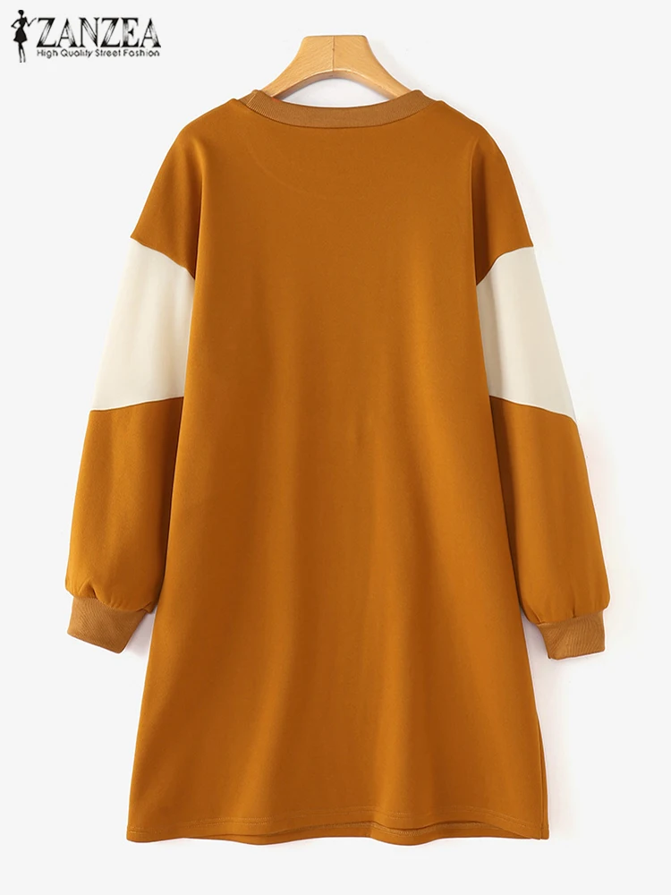 ZANZEA евро-американские платья с длинными рукавами женские повседневные цветные