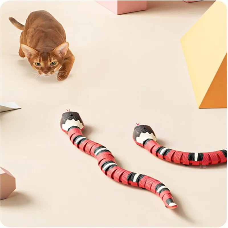 

Smart Sensing Snake Cat Interactive Toy Automatic Eletronic Snake Cat Teaser USB Charging Kitten Toys Pet Supplies For Cats Dogs