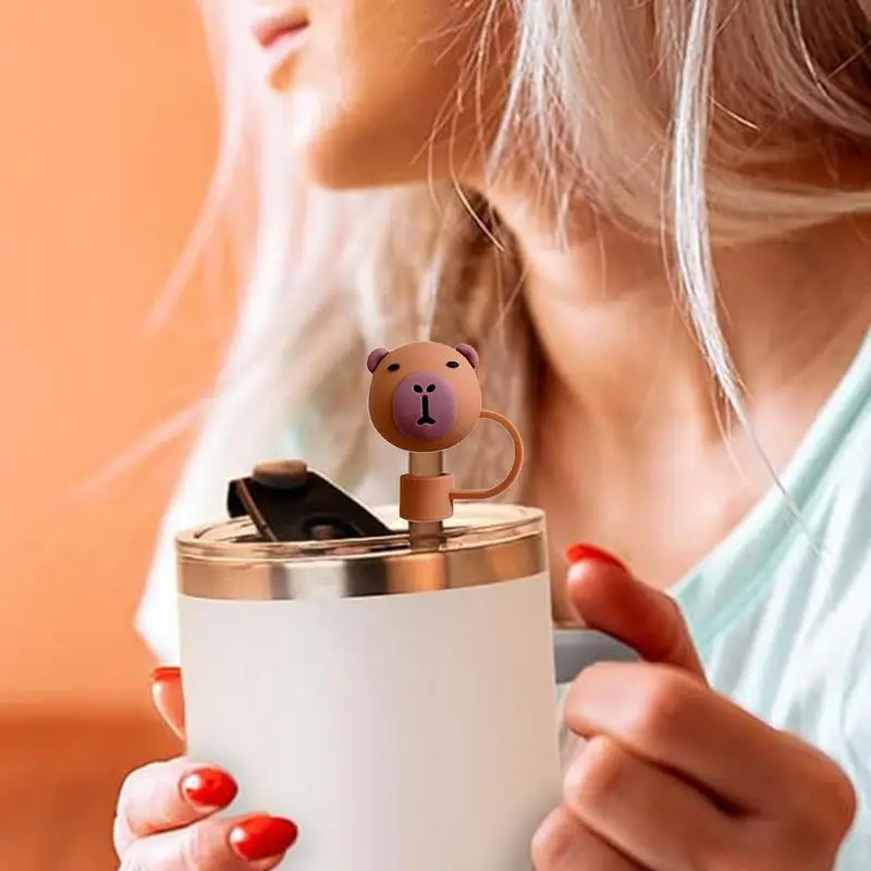 Топпер для соломинки соломенные колпачки с мультяшными животными силиконовые