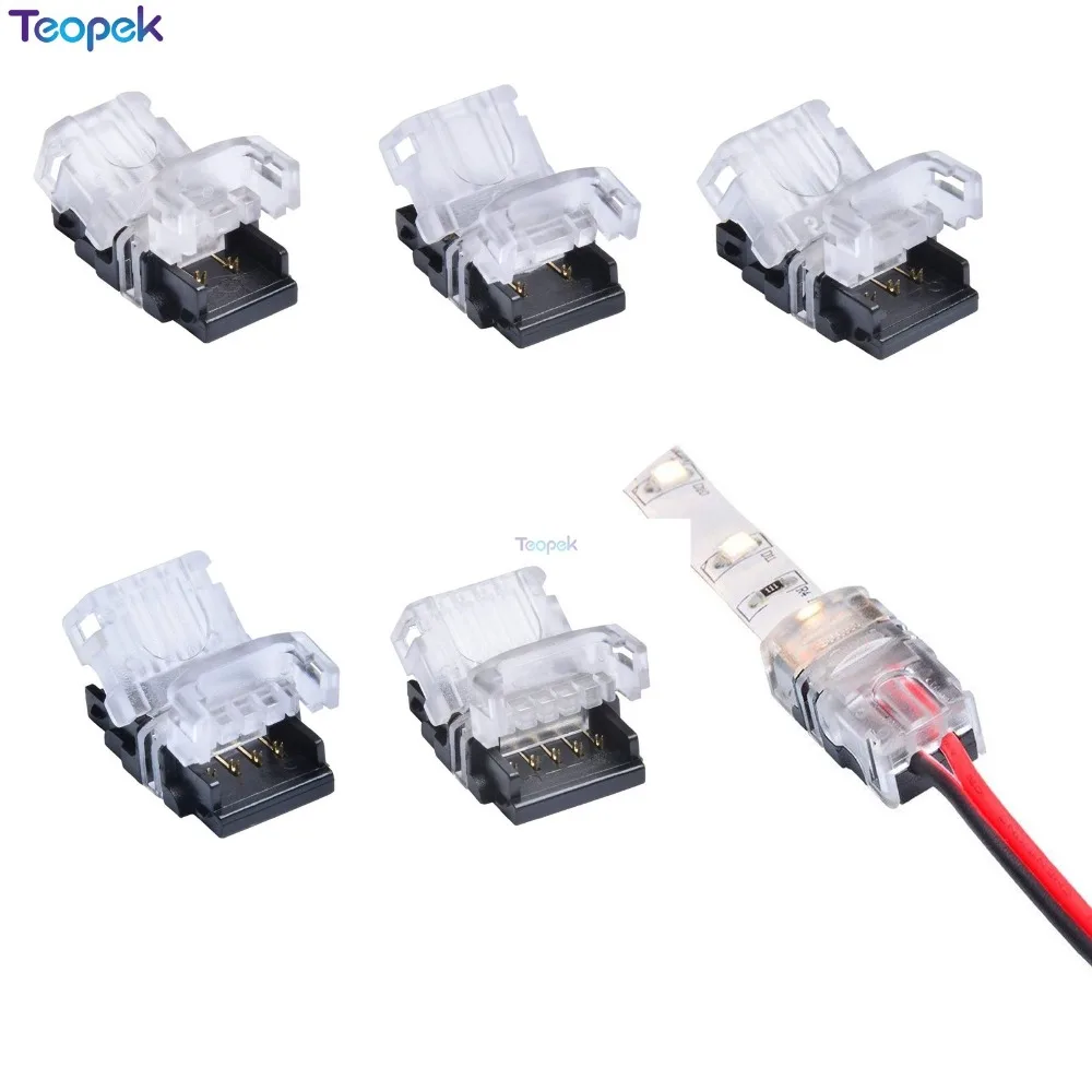 

5 шт., 2-контактный, 3-контактный, 4-контактный, 5-контактный, 6-контактный разъем для светодиодной ленты