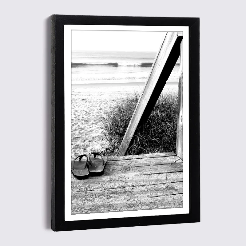 

Picture Frame 5x7 6x8inch Beach Slippers Wind Chimes Travel Poster with Frame Nordic Wooden Photo Frames for Picture Wall Decor