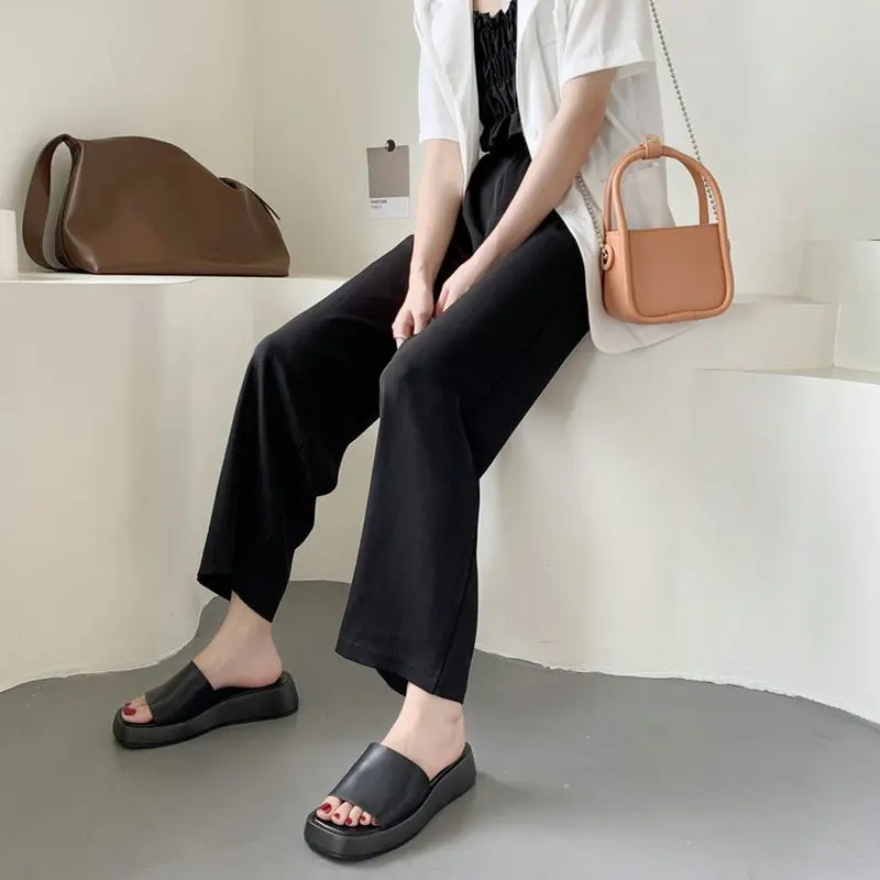 Slippers Women's Thick Sole Slope Heel Summer New Fashion Solid Color Women's Outwear 2023 Women's Shoes Casual Sandal Slippers