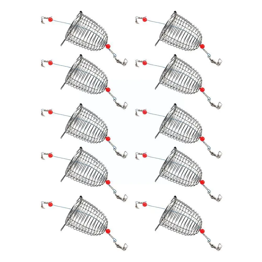1Pcs Fishing Trap Basket Feeder Holder Stainless Steel Cage Fishing Lure Fishing CageBait Fish Accessory Bait Wire Lure S7Y5