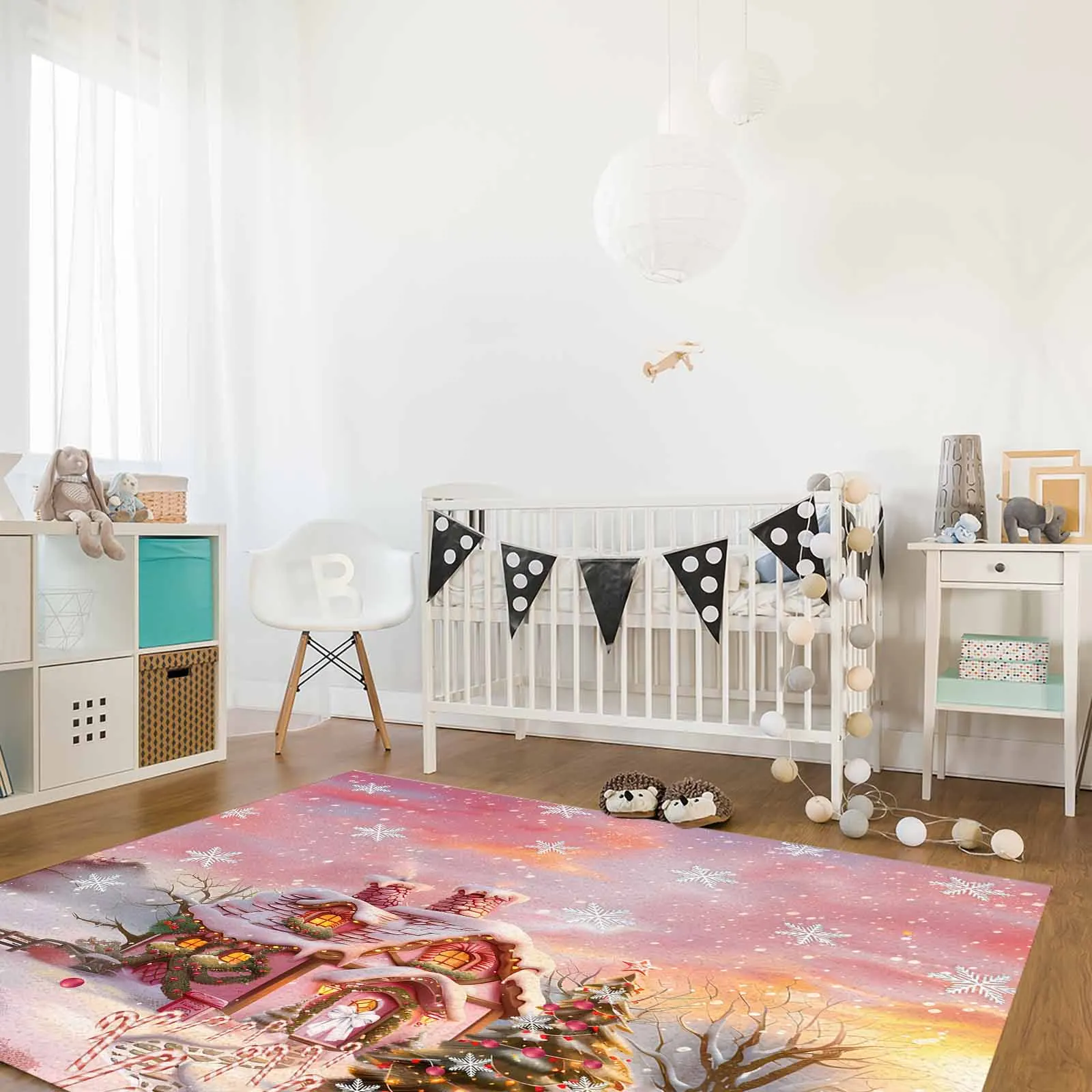 Рождественский конфетный домик вид снега сельская местность напольный коврик