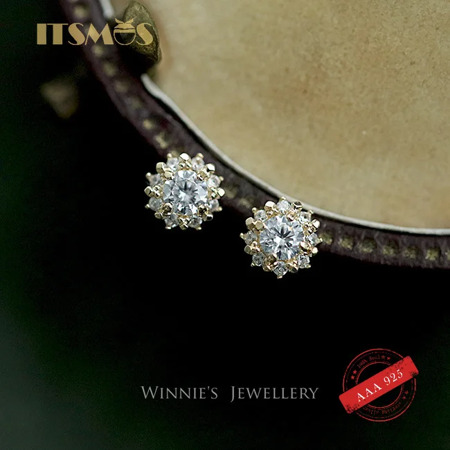 

Серьги-гвоздики ITSMOS из серебра 925 пробы, с позолотой 14 к