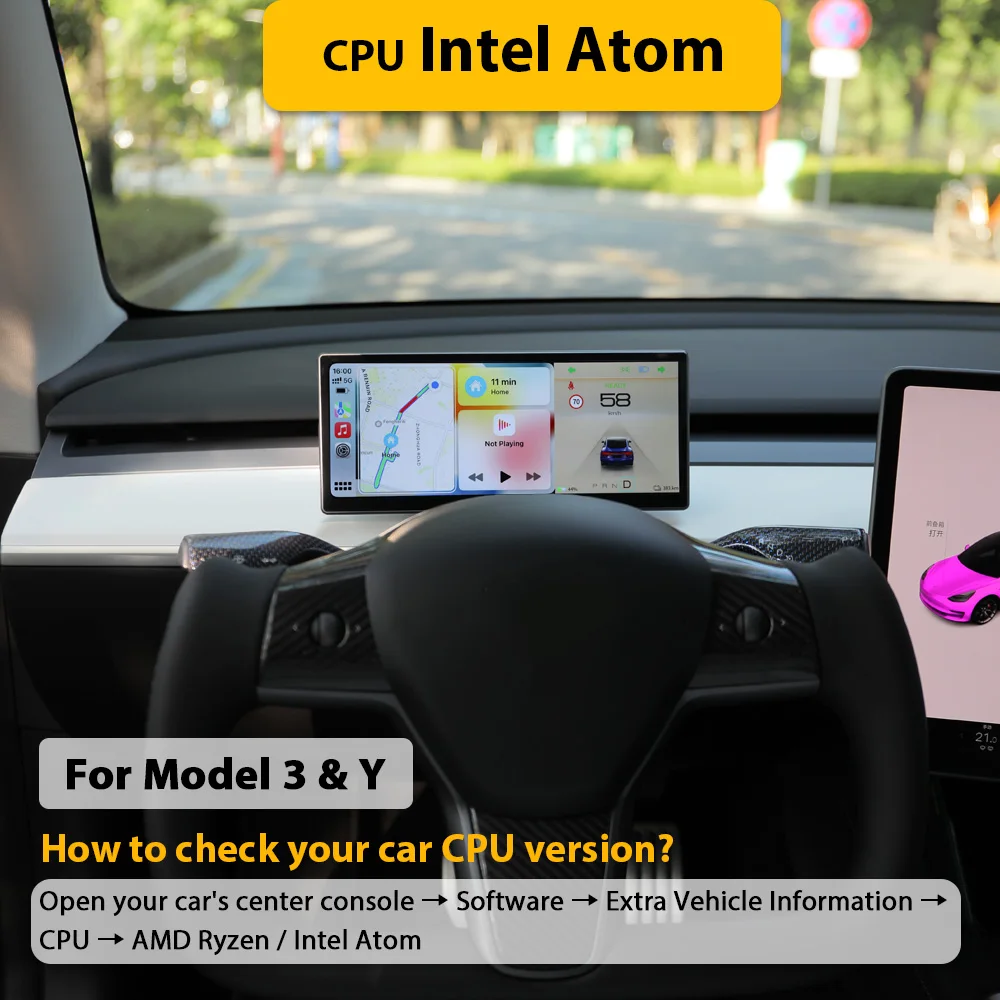 

CSSBOON Model Y Дисплей приборной панели 9-дюймовый большой экран для Tesla Model 3, опция передней камеры, поддержка беспроводной CarPlay