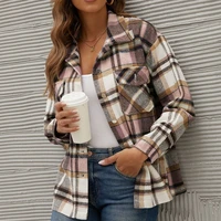 womens 2022 autumn and winter new temperament commuter ladies plaid woolen long sleeved single breasted fashion lapel jacket