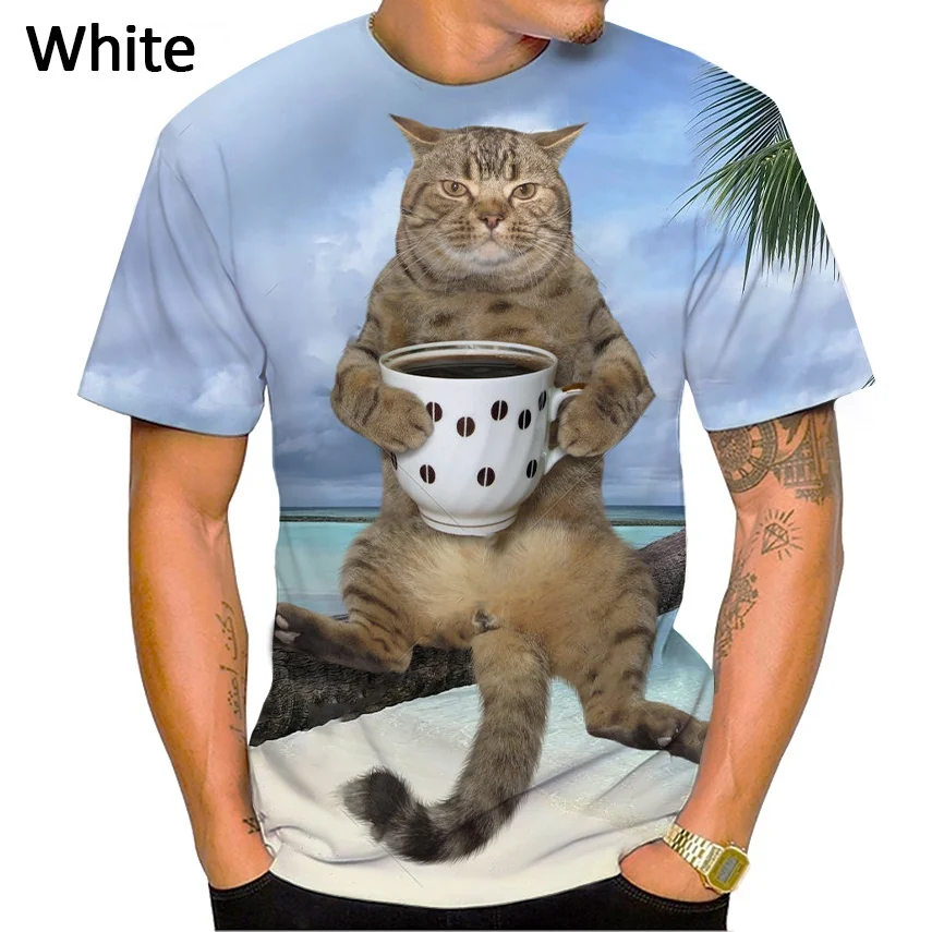 

2022 New Creative 3D Printing Cat T-Shirt Unisex Round Neck Casual Funny Street Style Pullover T-Shirt