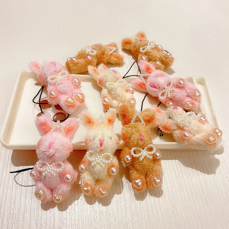 

1 шт. Милая жемчужная искусственная кукла-кролик с мультяшным рисунком, брелок для ключей, подвеска для рюкзака, украшение для автомобиля, аксессуары для сумки