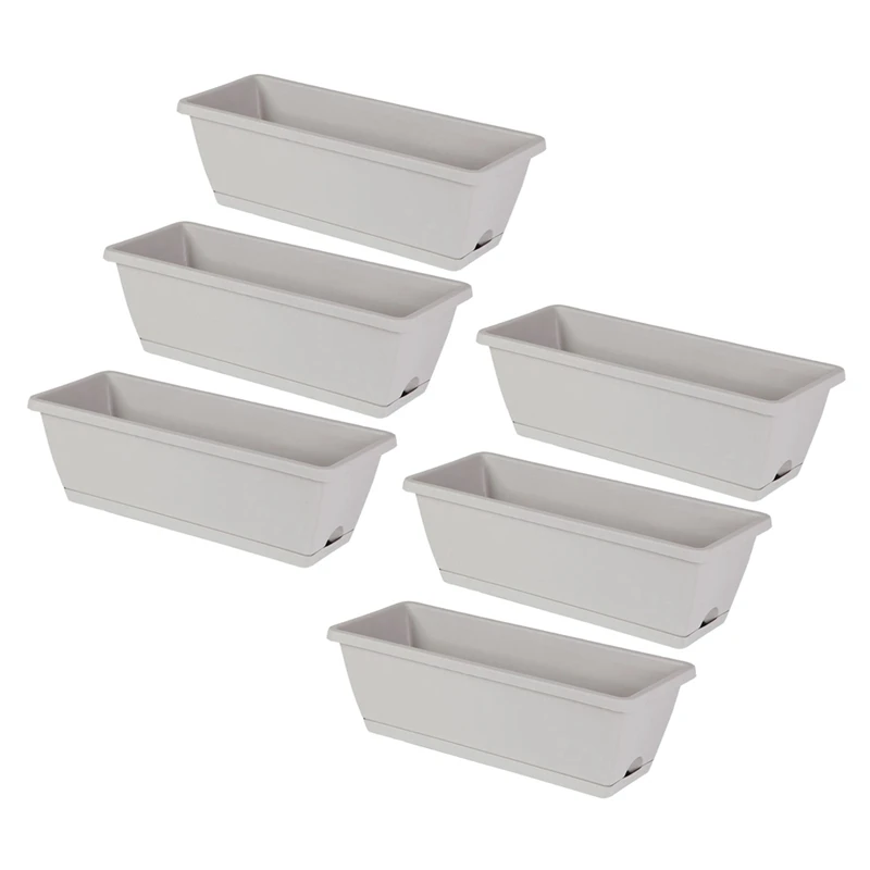 

6 Packs Self Watering Planters Rectangular Plant Pot, Modern Decorative Flower Pot/Window Box For All House Plants