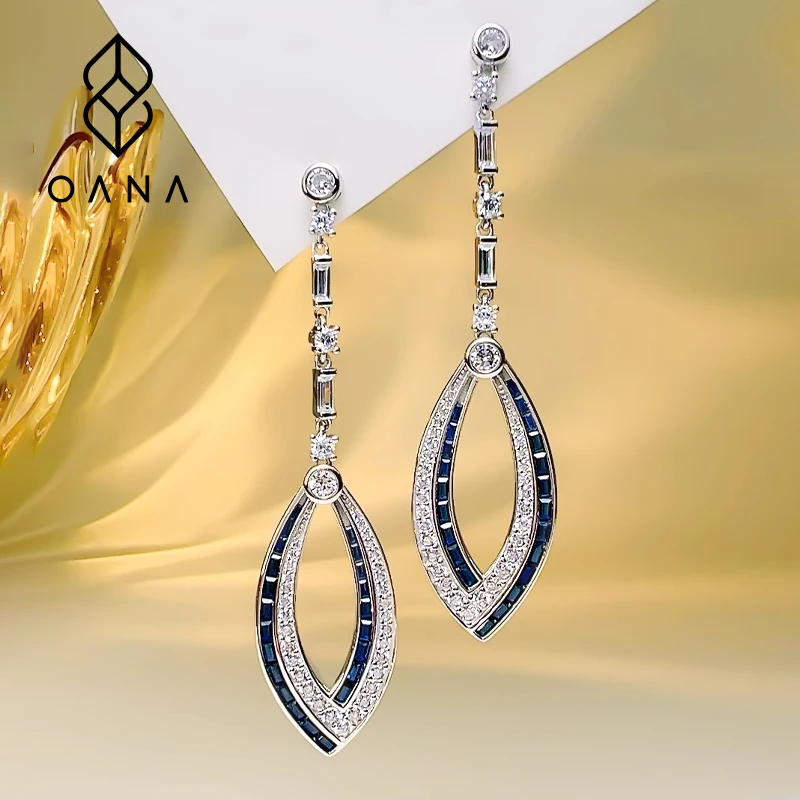 

OANA Fashionable Retro All-Match Light Luxury 925 Silver Earrings Inlaid With High-Carbon Diamonds Personalized High-End Jewelry