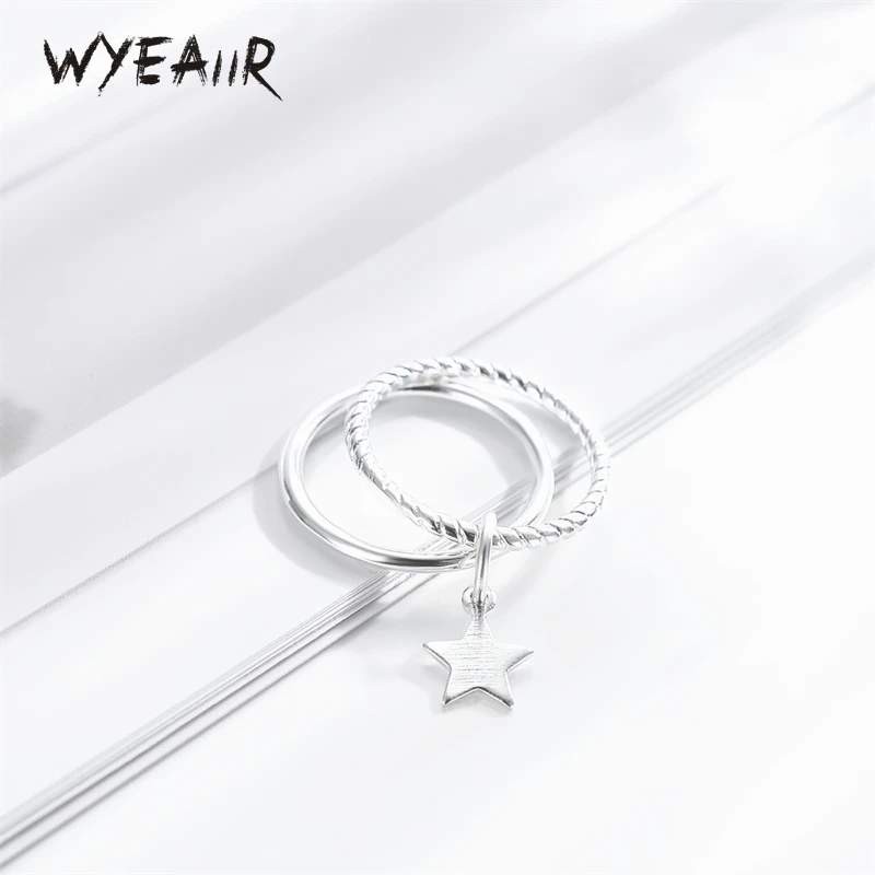 

WYEAIIR 925 пробы серебряная звезда простое дикое регулируемое Открытое кольцо для женщин Роскошные ювелирные изделия