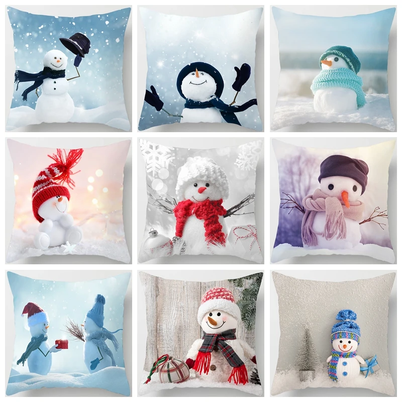 

Home Decor Christmas Pillowcase Cartoon Snowman Print Bed Cushion Cover Christmas Decoration Pillowcase funda de almohada