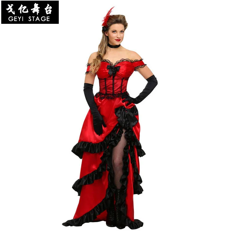 

Косплей бар девушка Хэллоуин пасхальное платье красная длинная юбка ночной клуб сексуальная девушка костюм для выступления сексуальный тонкий костюм для представлений