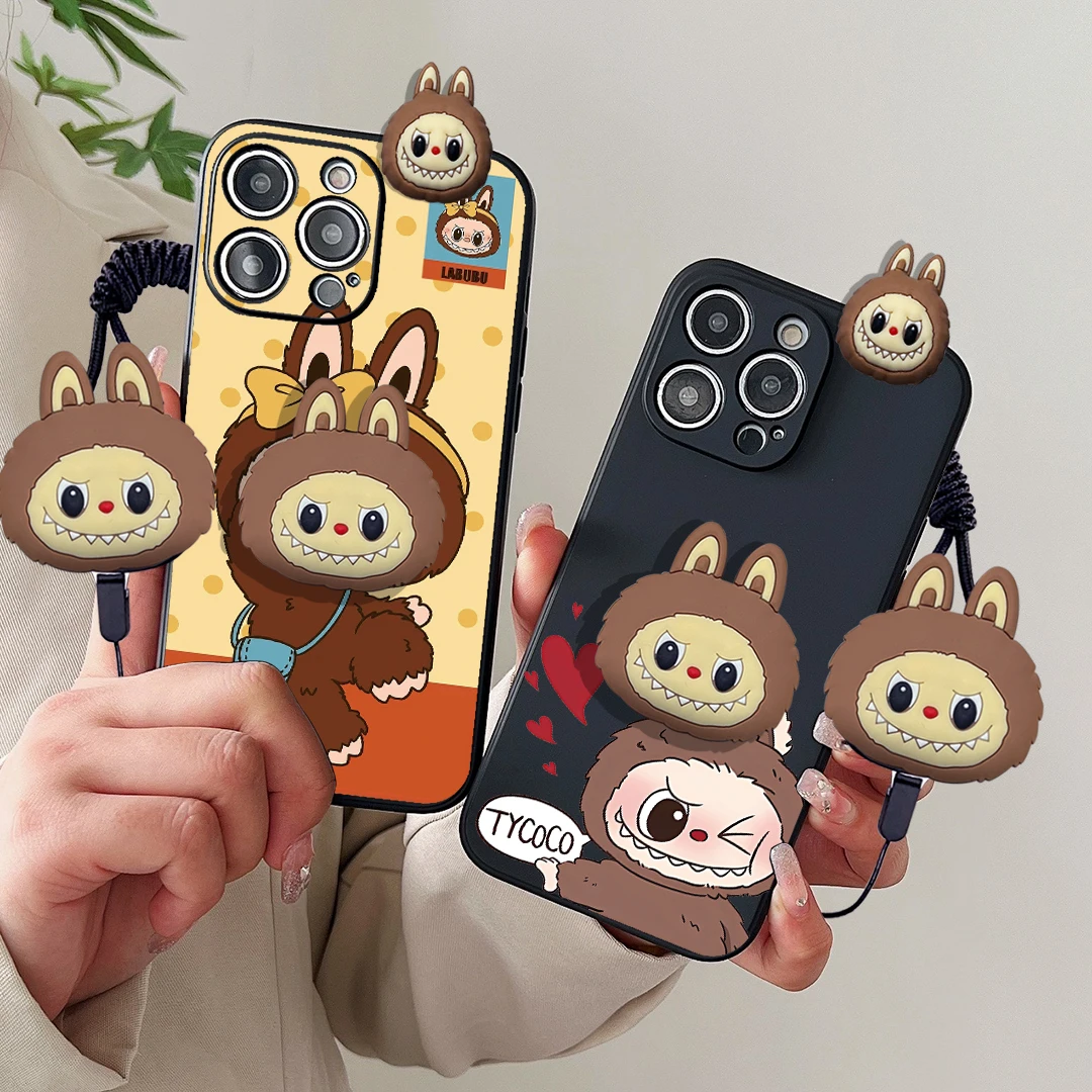 Для Motorola Moto X30 G31 41 51 71 60 50 30 E20 40 7 Edge 20 G Power Style wink Labubu Чехол с держателем веревки