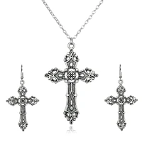 vintage fashion jewelry sets for women men big cross pendant necklaces drop dangle earrings designer statement jewelry gothic