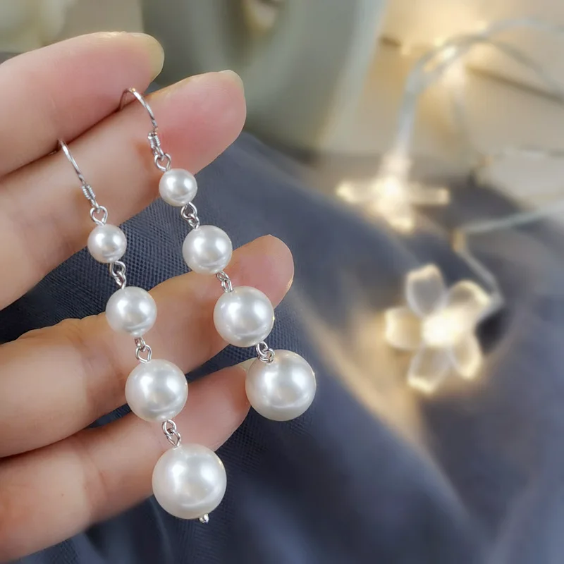 

S925 Silver Drop Earrings with Artificial Pearls Earrings for Women, Vintage Style