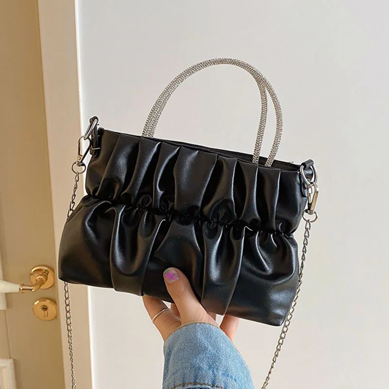 

Женская сумка-тоут на цепочке, маленькая роскошная дизайнерская сумка, складные сумки для женщин, женский мессенджер на плечо, трендовая кв...