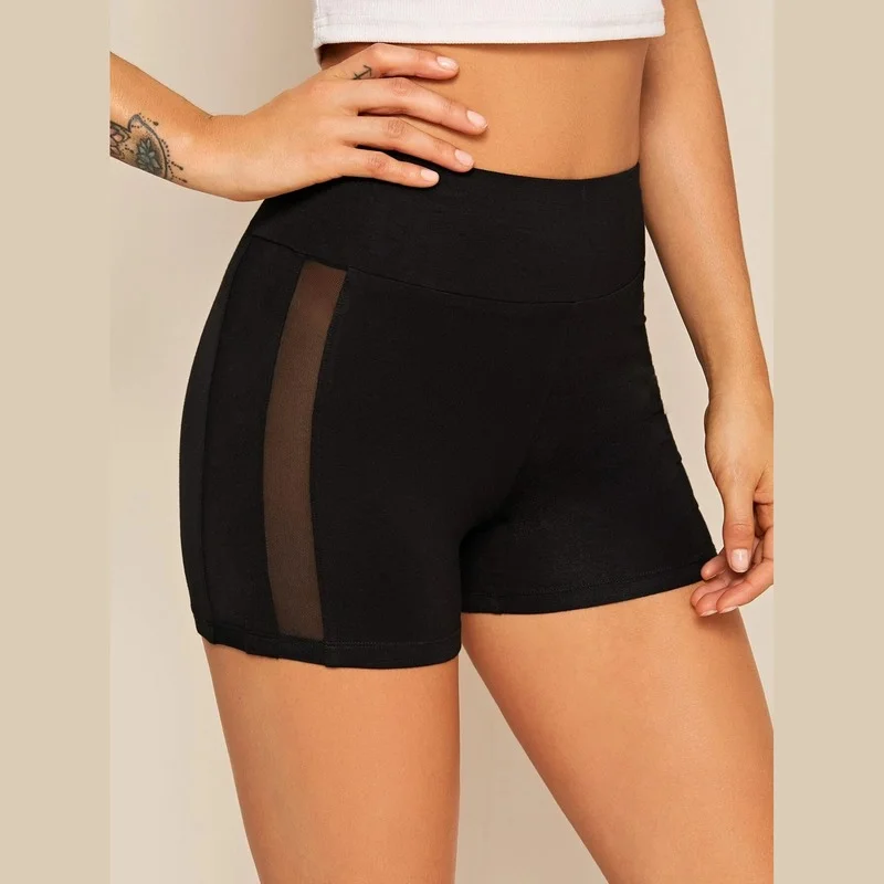 

Side Double-row Mesh Perspective Shorts High-elastic Yoga Sweatpants Women Shorts Cycling Shorts Women Calções Ciclismo Feminina