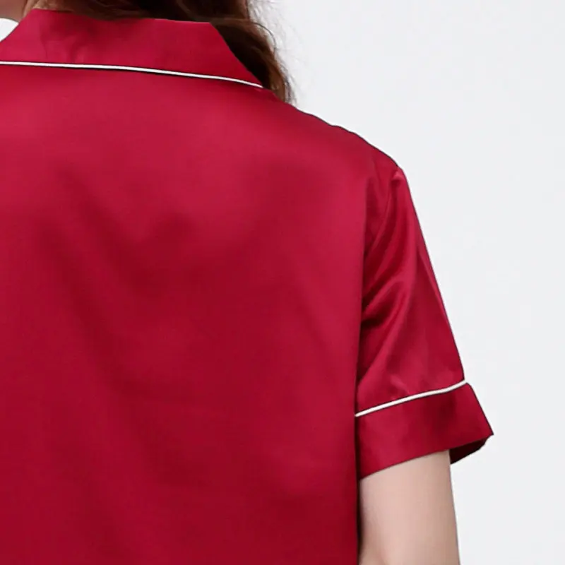 Pajamas Set Sleepwear Satin Pajamas for Women Silk Pyjamas Set Pjs Women Solid Short Sleeve V-Neck Pijamas Women