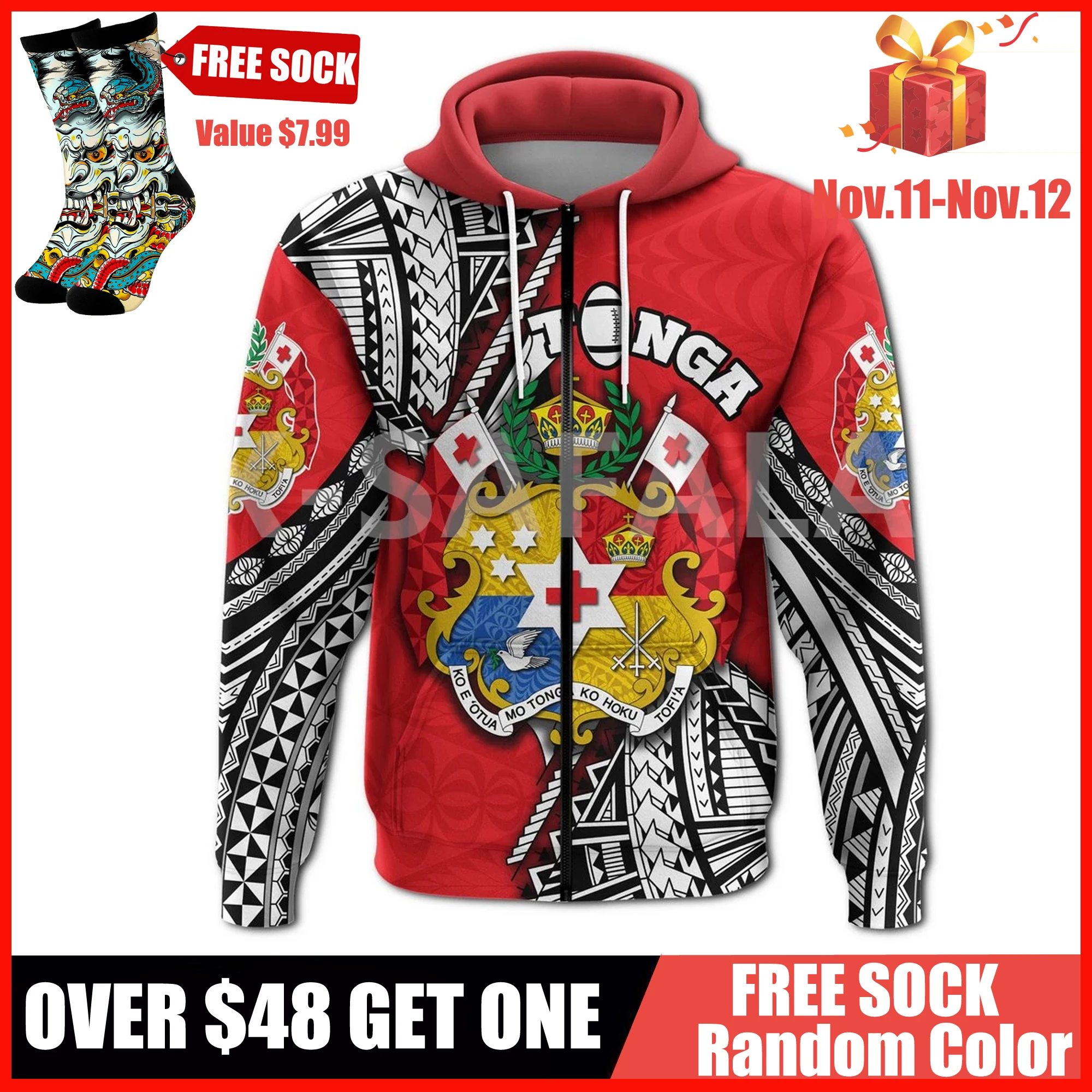 

Polynesian Tonga Rugby Tattoo 3D Over Printed Hoodie Man Women A9 Harajuku Outwear Zipper Pullover Sweatshirt Casual Unisex