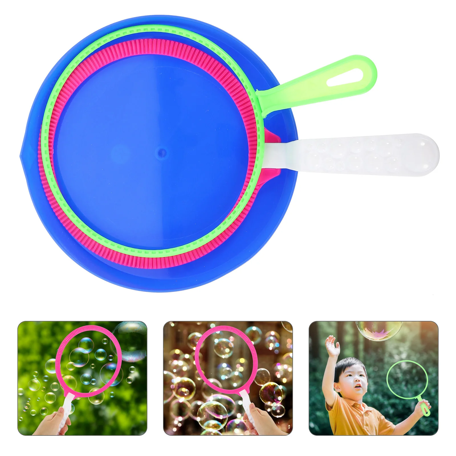 

Bubble Wands Set Big Bubbles Wand Funny Bubbles Maker Big Bubble Wands with Tray for Outdoor Activity Birthday Party Games 3pcs