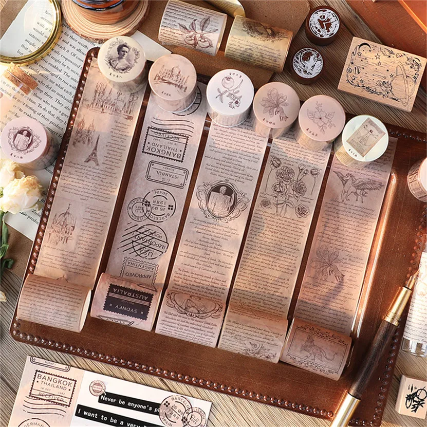 

Washi лента DIY винтажные стикеры Лента Скрапбукинг Васи канцелярские принадлежности товары для рукоделия Корейская бумажная кавайная клейка...