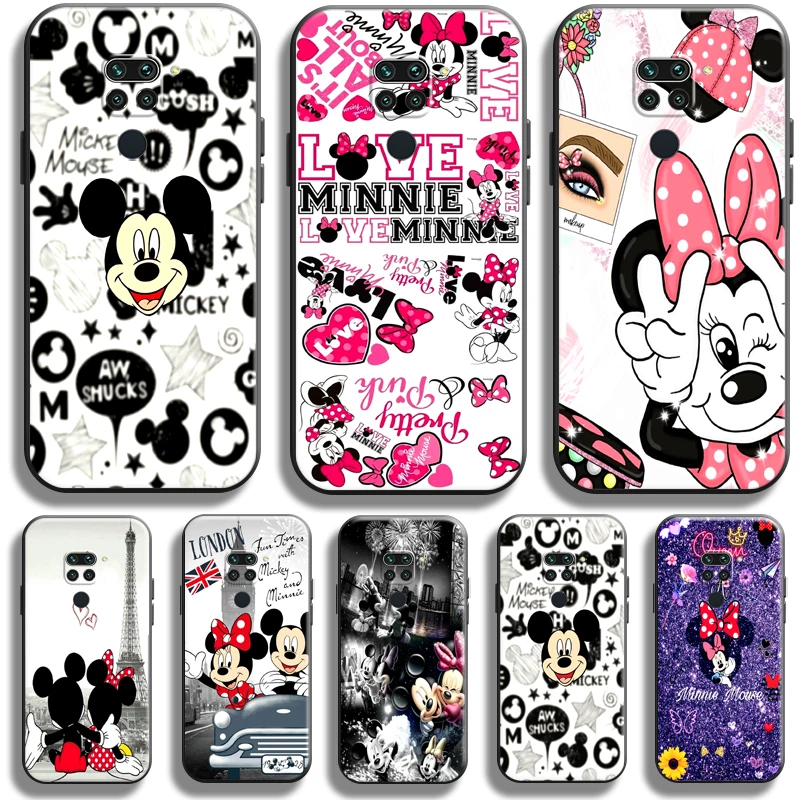 

Mickey Minnie Mouse Cartoon For Xiaomi Redmi Note 9 5G 9T 9S 9 Pro Phone Case Liquid Silicon Coque Black Carcasa Soft TPU Funda