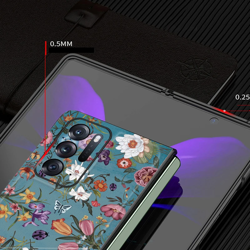 Find N Funda Case for Oppo Find N findn Vintage Small Flower Pattern PU Leather Coque Protection Mobile Phone Case Cover Find N