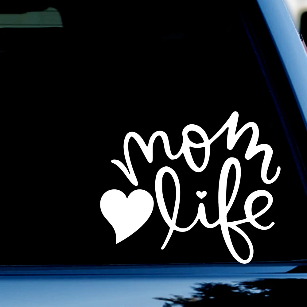 

6-дюймовые (широкие) наклейки Mom Life для автомобиля, грузовика, окна, бампера белого цвета