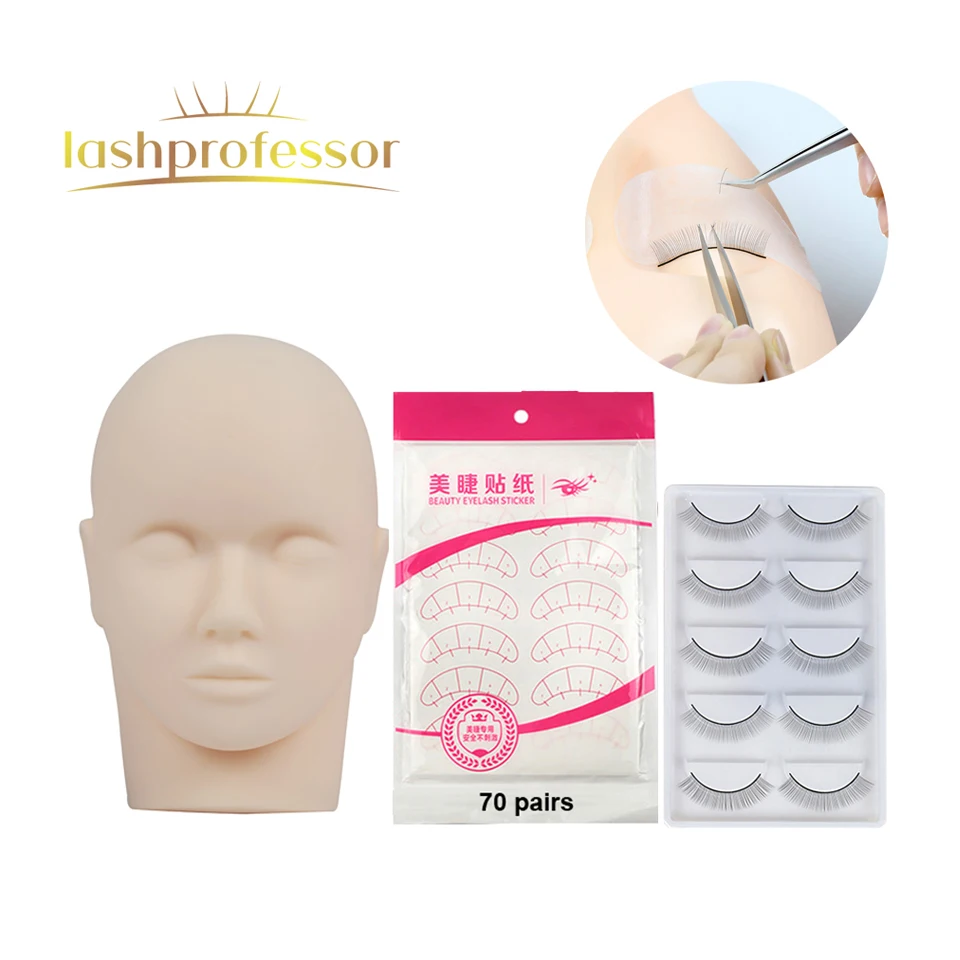 

Lashprofessor Soft Silicone Mannequin Model Head Grafted Lashes Kits Practice Eyelashes Training Head With Removable Eyelids