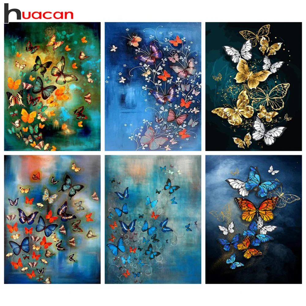 

Huacan Diamond Embroidery Mosaic Colorful Butterfly Full Square/round Diamond Painting Fantasy Abstract Animal Wall Sticker