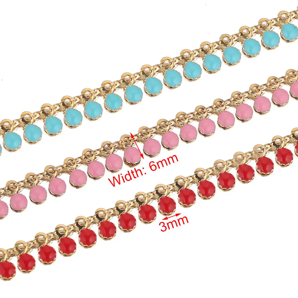 Цепочка Из Нержавеющей Стали с цветными эмалированными звеньями 1 метр - купить