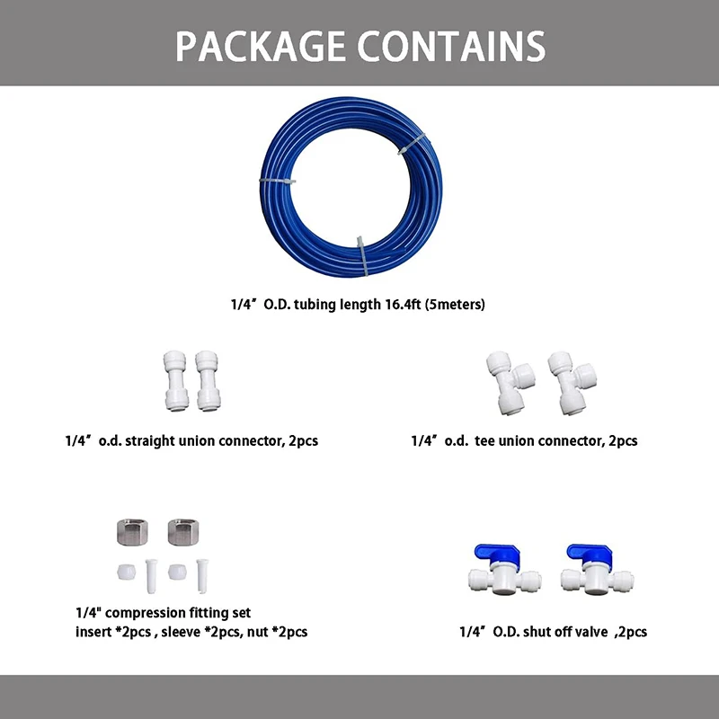 Комплект для льдогенератора RO Water Systems 1/4 дюйма систем обратного осмоса и фильтров