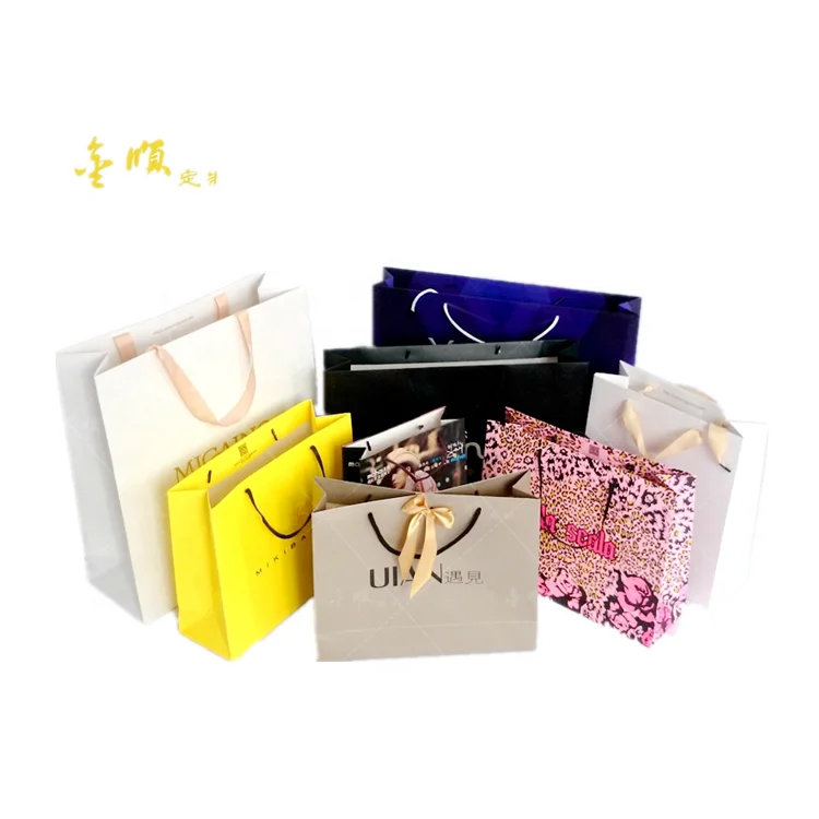 

Custom printing black paper bag shopping with gold logo