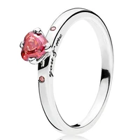 authentic 925 sterling silver sparkling red heart shaped you me with crystal ring for women wedding party pandora jewelry