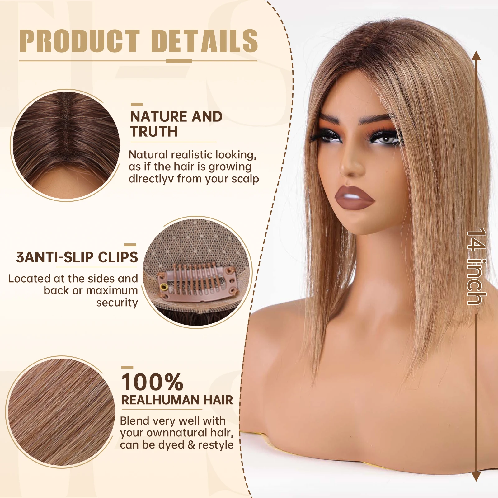 Искусственные коричневые Человеческие волосы Remy темные корни искусственные