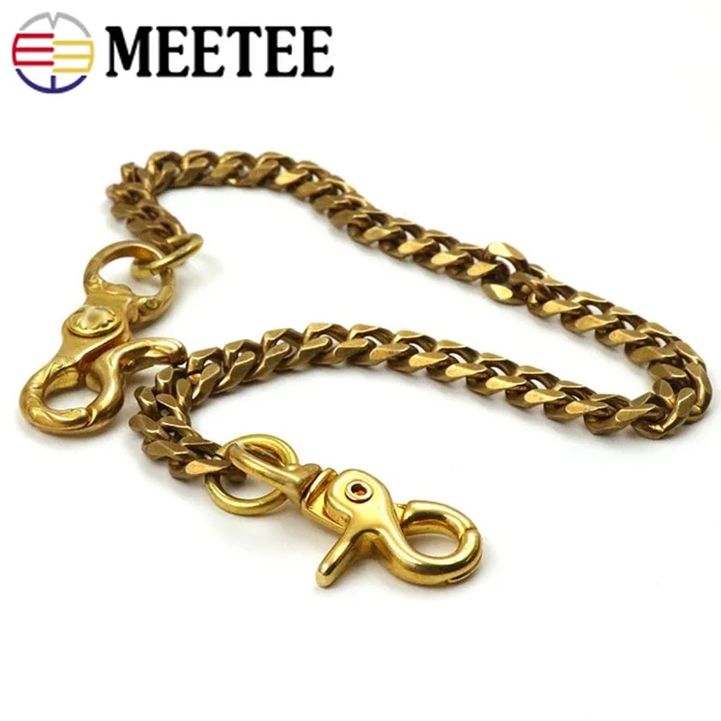 

2pcs Solid Brass Wallet Chain Key Chain 35cm Male Waist Hanging Key Ring Restoring Ancient Brass Ring Chain Pants Chain BD021