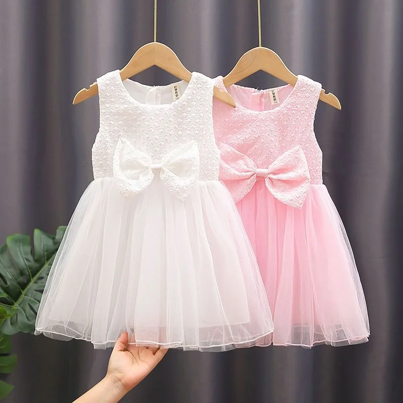 

2023 Baby Girls Dress Cute Lace Clothes For Kids Girl Sweet Princess Dress Toddler Girl Summer Beach Outfits Birthday Partry