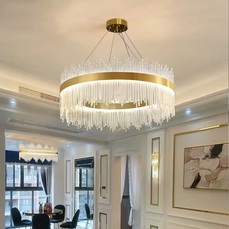 

Люстра для гостиной, светильник, роскошная хрустальная люстра, современный минималистичный светильник для столовой, сетчатый красный свет...