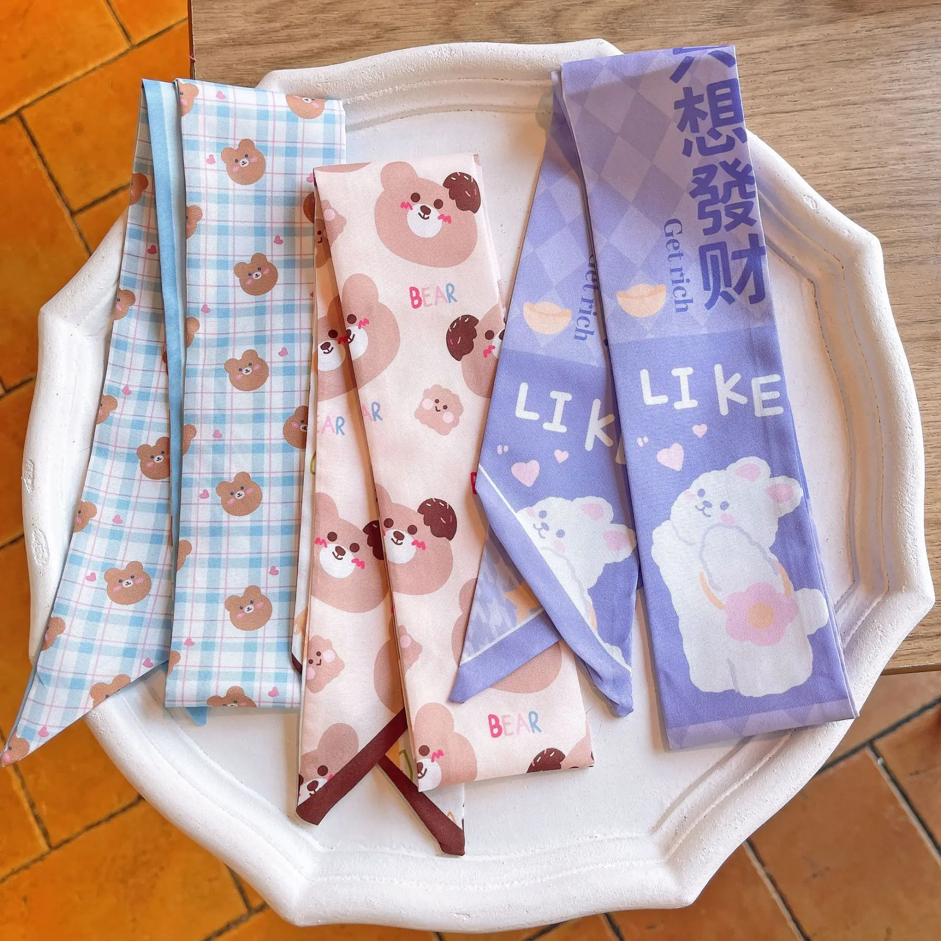 

Cartoon Ribbon Hair Scarf Tie Women Girl Hairscarf Headscarf Bag Handle Ties Hair Band Accessories Headwear
