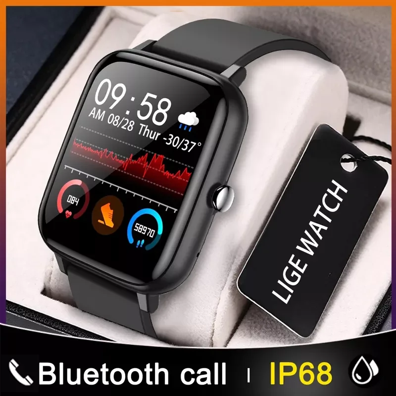

LIGE New Bluetooth Call Men Smart Watch Women Full Touch Fitness Tracker Blood Pressure Monitor Ladies Waterproof Smartwatch