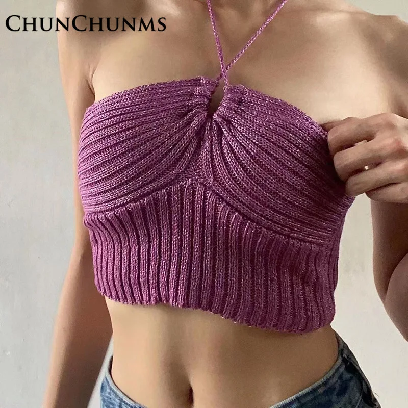 

Женская Трикотажная хлопковая Футболка с открытой спиной и лямкой на шее