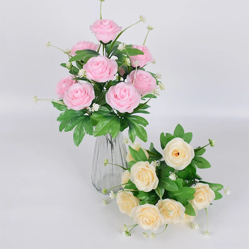

Sweetheart Roses Imitation Rose Artificial Flower Bouquet Wedding Setting Plastic Flower Home Decoration Silk Flower