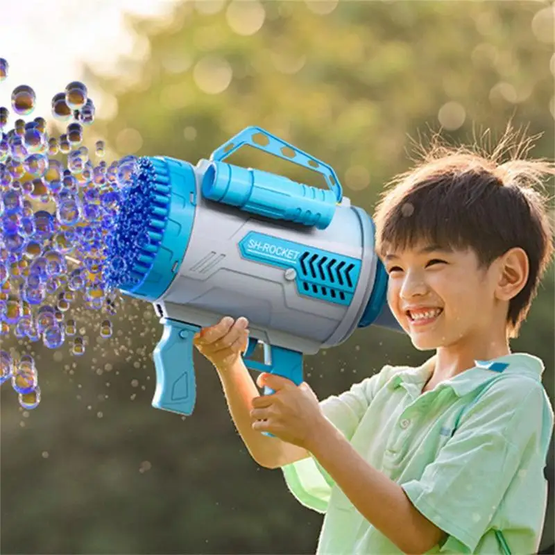 

100 Holes Rechargeable Soap Bubble Game Funny Colorful Bubble Machine Party Supplies Bubble Toys Portable Automatic Blower