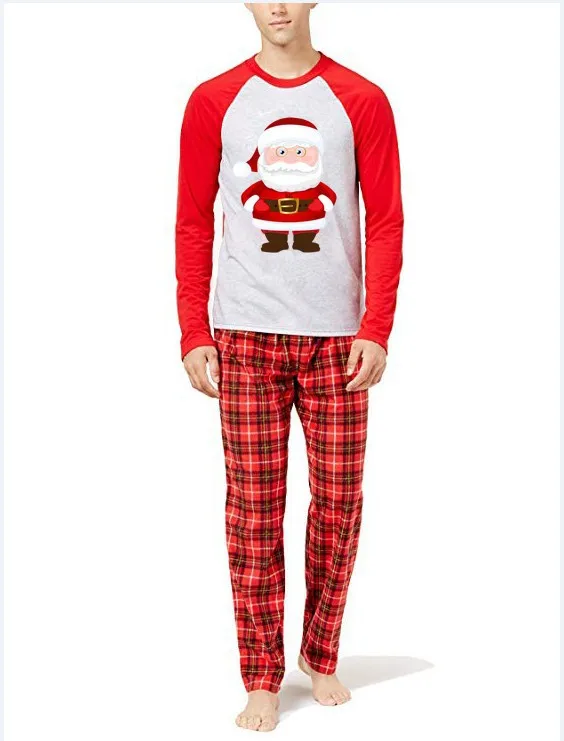 Christmas suit European and American style Santa Claus printed plaid pants parent-child suit suit home dress