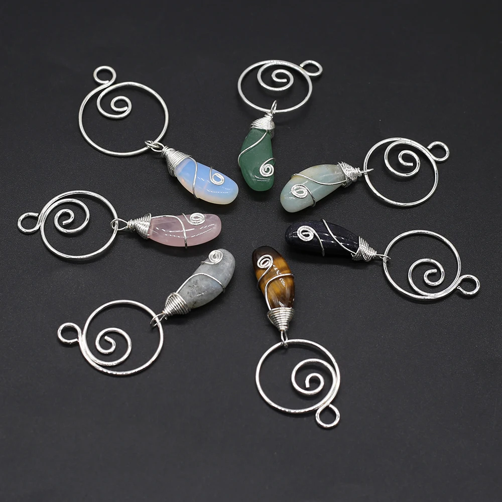 

Natural Stone Rose Quartz Amazonite Irregular Silver Chain Pendant For Jewelry Making Necklace Accessory GemStone Charm Gift 1pc